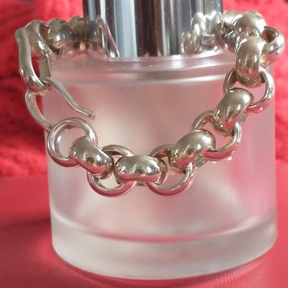 Vintage Large Link Women's Chunky Silver Plate Bracelet - Picture 9 of 9